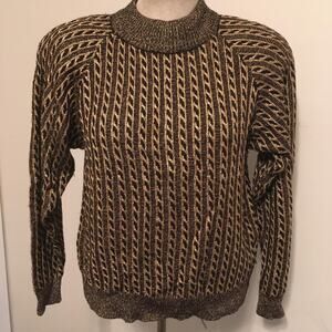 Vintage 1980's Renee Tener for Jeanne Pierre Black & Metallic Gold Sweater S